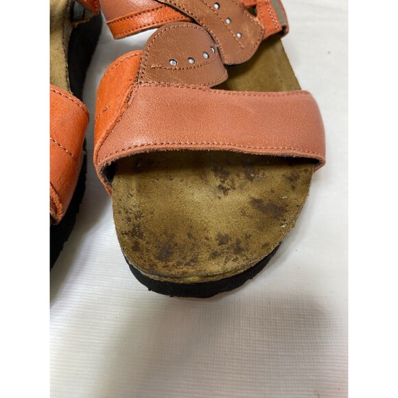 Naot Kimberly Orange Leather Slide Comfort Wedge Rhinestone Sandal Womens 9/40 - Picture 7 of 8